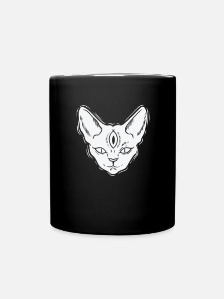 Katze im Gothic Stil Grusel - Tasse einfarbig - Schwarz