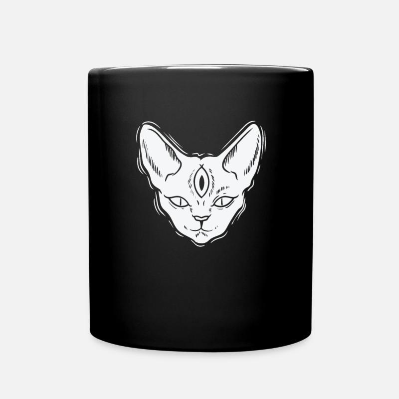 Katze im Gothic Stil Grusel - Tasse einfarbig - Schwarz
