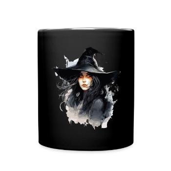 Cooles Halloween -Kostüm - Gruselige Hexe - Tasse einfarbig - Schwarz - Vorne