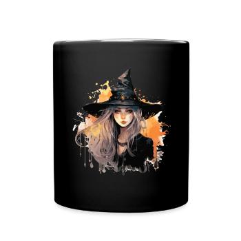 Cooles Halloween -Kostüm - Gruselige Hexe - Tasse einfarbig - Schwarz - Vorne