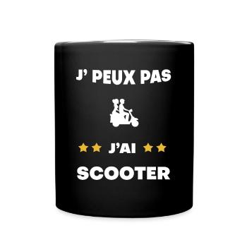 je peux pas j'ai scooter cadeau motard - Mug uni - noir - Devant