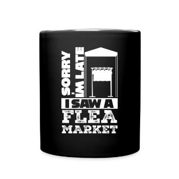 Flohmarkt Trödelmarkt lustig Händler - Tasse einfarbig - Schwarz - Vorne