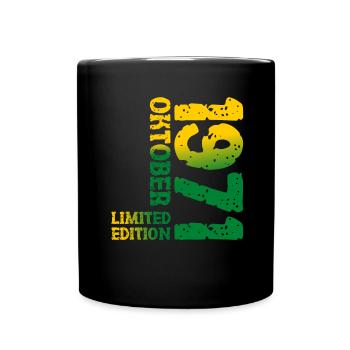 1971 Oktober Limited Edition 52. Geburtstag Deko - Tasse einfarbig - Schwarz - Vorne
