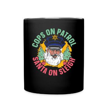 Policemen on patrol Santa Claus on Schli - Full Colour Mug - black - Front