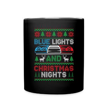 Lumières bleues et nuits de Noël Police Weihnac - Mug uni - noir - Devant