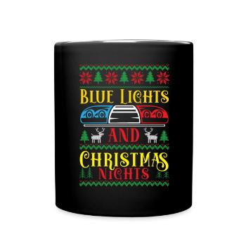 Lumières bleues et nuits de Noël Police Weihnac - Mug uni - noir - Devant