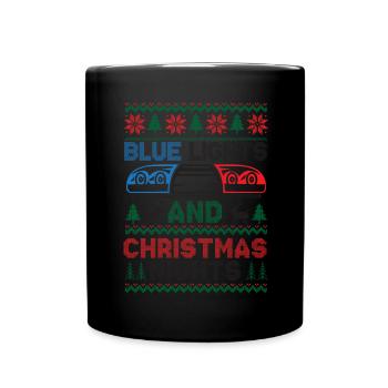 Lumières bleues et nuits de Noël Police Weihnac - Mug uni - noir - Devant