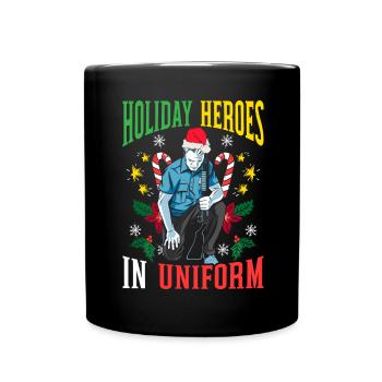 Héros des Fêtes en uniforme Police du Père Noël - Mug uni - noir - Devant