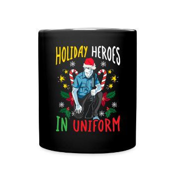 Héros des Fêtes en uniforme Police du Père Noël - Mug uni - noir - Devant