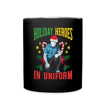 Héros des Fêtes en uniforme Police du Père Noël - Mug uni - noir - Devant