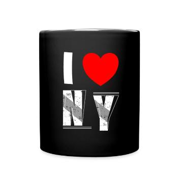 I love NY New York Liebe USA Fan - Tasse einfarbig - Schwarz - Vorne