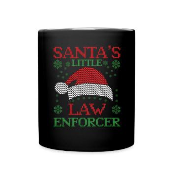 Kleiner Gesetzeshüter Weihnachtsmann Polizei Weihn - Tasse einfarbig - Schwarz - Vorne