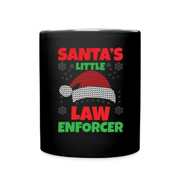 La petite loi du Père Noël : la police - Mug uni - noir - Devant