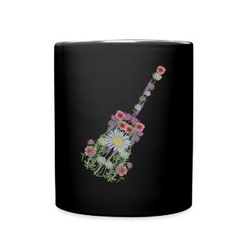 Guitar Flowers Music Guitarist - Full Colour Mug - black - Front