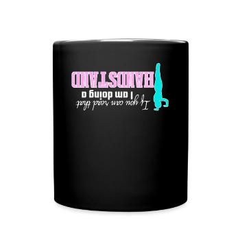 Handstand Witz Turnerin - Tasse einfarbig - Schwarz - Vorne