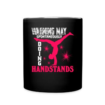 Handstand Mädchen Spruch Turnen - Tasse einfarbig - Schwarz - Vorne