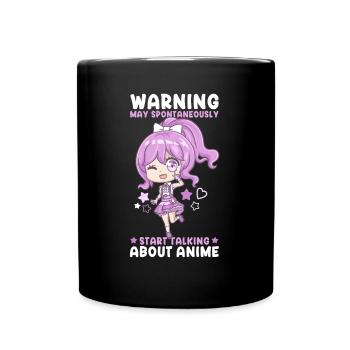 Warning May Spontaneously Talking Anime - Full Colour Mug - black - Front