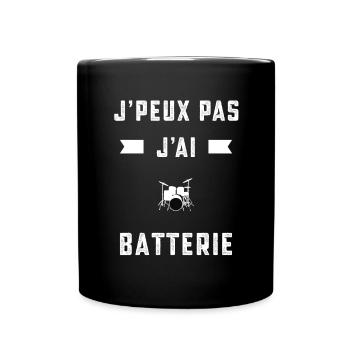 je peux pas j'ai batterie batteur cadeau - Mug uni - noir - Devant