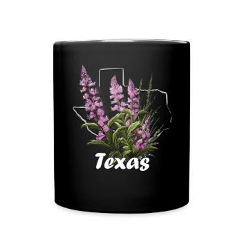 Texas flag with floral spring Texas - Full Colour Mug - black - Front