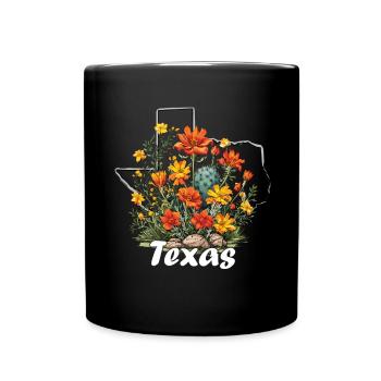 Texas flag with floral spring Texas - Full Colour Mug - black - Front