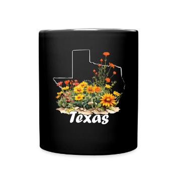 Drapeau du Texas avec printemps floral Texas - Mug uni - noir - Devant