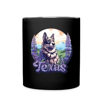 Texas Bluebonnet with Floral Spring Texas - Full Colour Mug - black - Front