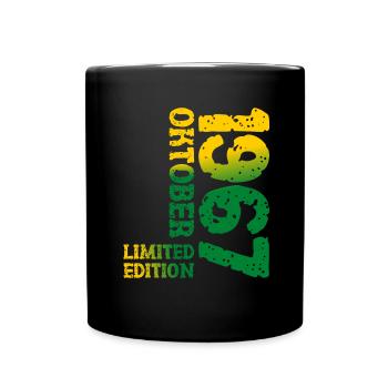 1967 Oktober Limited Edition 56. Geburtstag Deko - Tasse einfarbig - Schwarz - Vorne