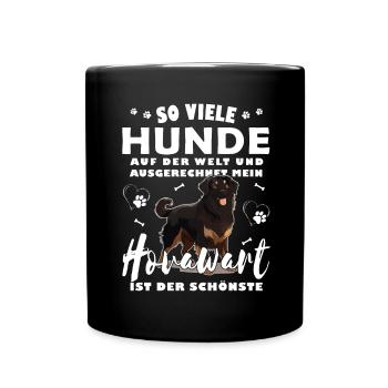 So viele Hunde auf der Welt - Bauernhund Hovawart - Tasse einfarbig - Schwarz - Vorne