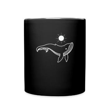 Whale with sun - Full Colour Mug - black - Front