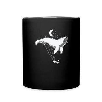 Rorqual bleu comme balançoire devant le croissant de lune - Mug uni - noir - Devant
