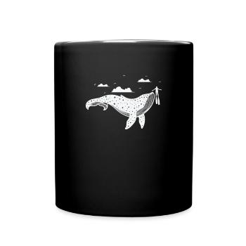 Pattern on whale with diver - Full Colour Mug - black - Front