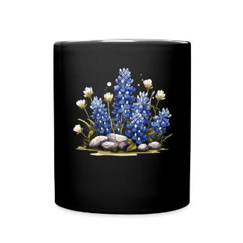 Texas Bluebonnet with Floral Spring Texas - Full Colour Mug - black - Front