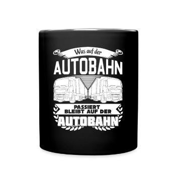 LKW-Fahrer LKW Trucker Autobahn - Tasse einfarbig - Schwarz - Vorne