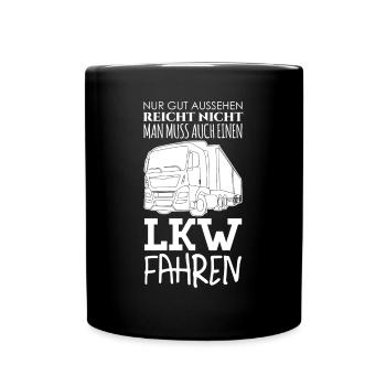 LKW Trucker LKW-Fahrer Lastwagen - Tasse einfarbig - Schwarz - Vorne
