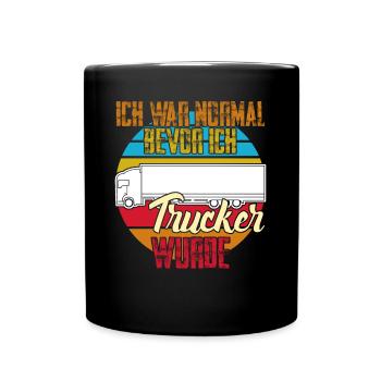 Lastwagen LKW Trucker LKW-Fahrer - Tasse einfarbig - Schwarz - Vorne