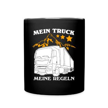LKW Witz Trucker LKW-Fahrer Lastwagen - Tasse einfarbig - Schwarz - Vorne