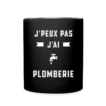 je peux pas j'ai plomberie plombier cadeau - Mug uni - noir - Devant
