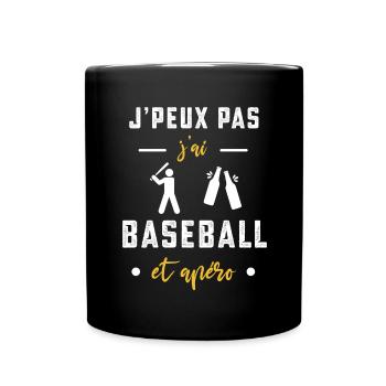 je peux pas j'ai baseball apéro humour - Mug uni - noir - Devant