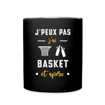 je peux pas j'ai basket apéro humour - Mug uni - noir - Devant