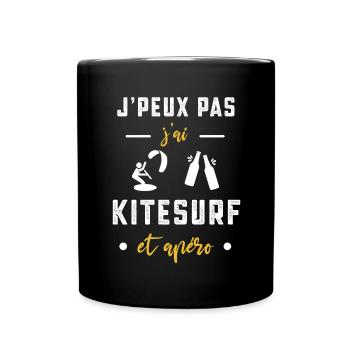 je peux pas j'ai Kitesurf apéro humour - Mug uni - noir - Devant