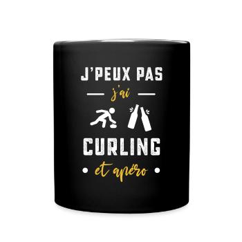 je peux pas j'ai curling apéro humour - Mug uni - noir - Devant