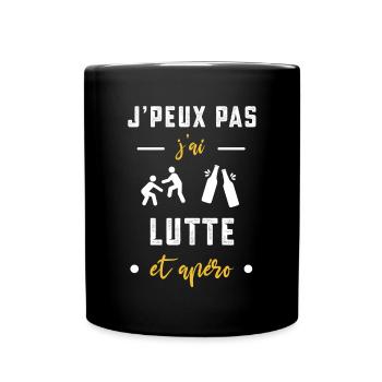 je peux pas j'ai Lutte apéro humour - Mug uni - noir - Devant