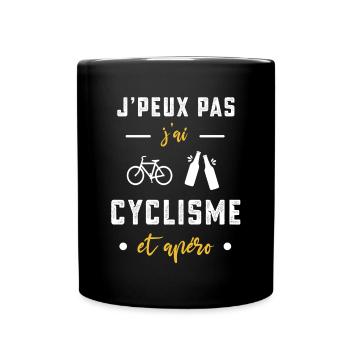 je peux pas j'ai cyclisme apéro humour - Mug uni - noir - Devant