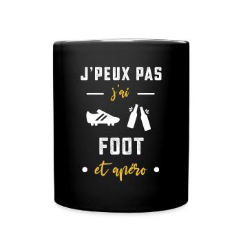 je peux pas j'ai foot crampons apéro humour - Mug uni - noir - Devant
