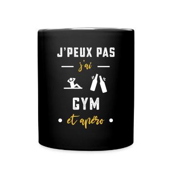 je peux pas j'ai gym apéro humour - Mug uni - noir - Devant