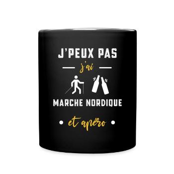 je peux pas j'ai marche nordique apéro humour - Mug uni - noir - Devant