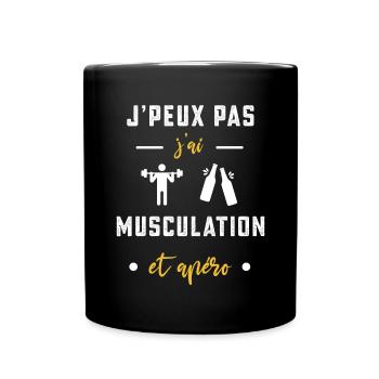 je peux pas j'ai musculation apéro humour - Mug uni - noir - Devant