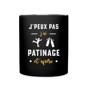 je peux pas j'ai patinage apéro humour - Mug uni - noir - Devant