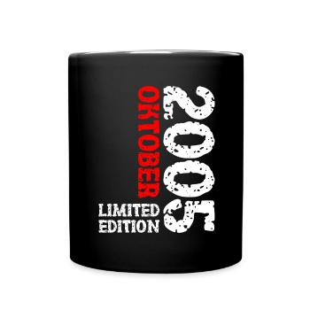 2005 Oktober Limited Edition 18. Geburtstag Deko - Tasse einfarbig - Schwarz - Vorne