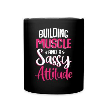 Muskeln Freche Haltung - Fitness - Tasse einfarbig - Schwarz - Vorne